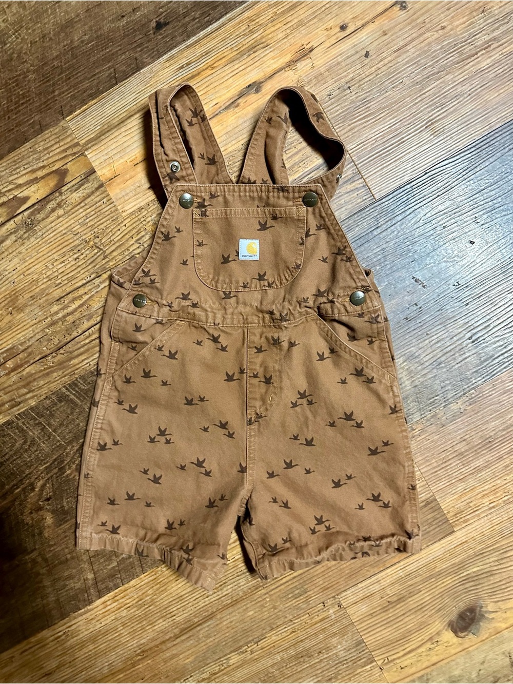 Carhartt Tan Short Overalls with Bird Print
